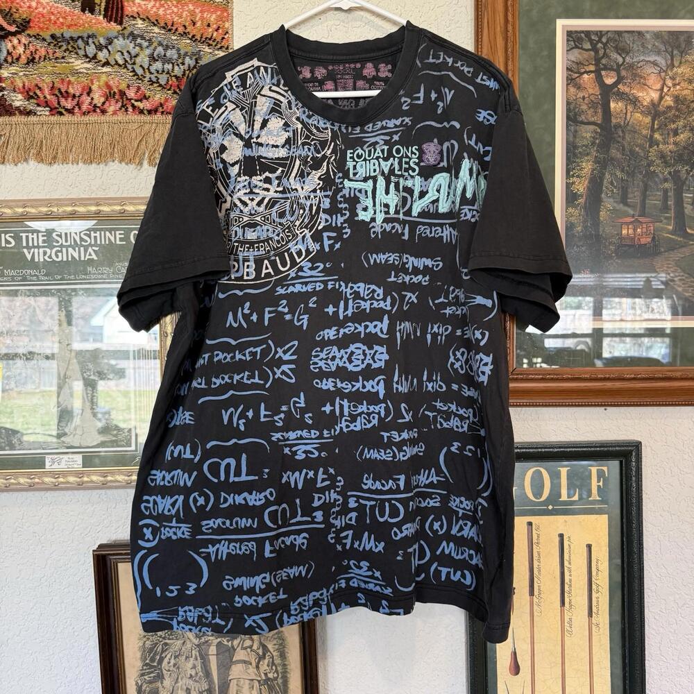 Vintage 90s/00s RARE Marithe Francois Girbaud Math Art Designer Shirt Size 3XL